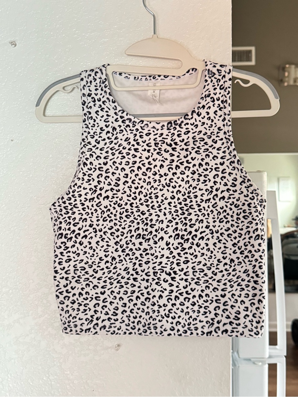 Balance Collection White & Black Leopard Print Cropped Tank
